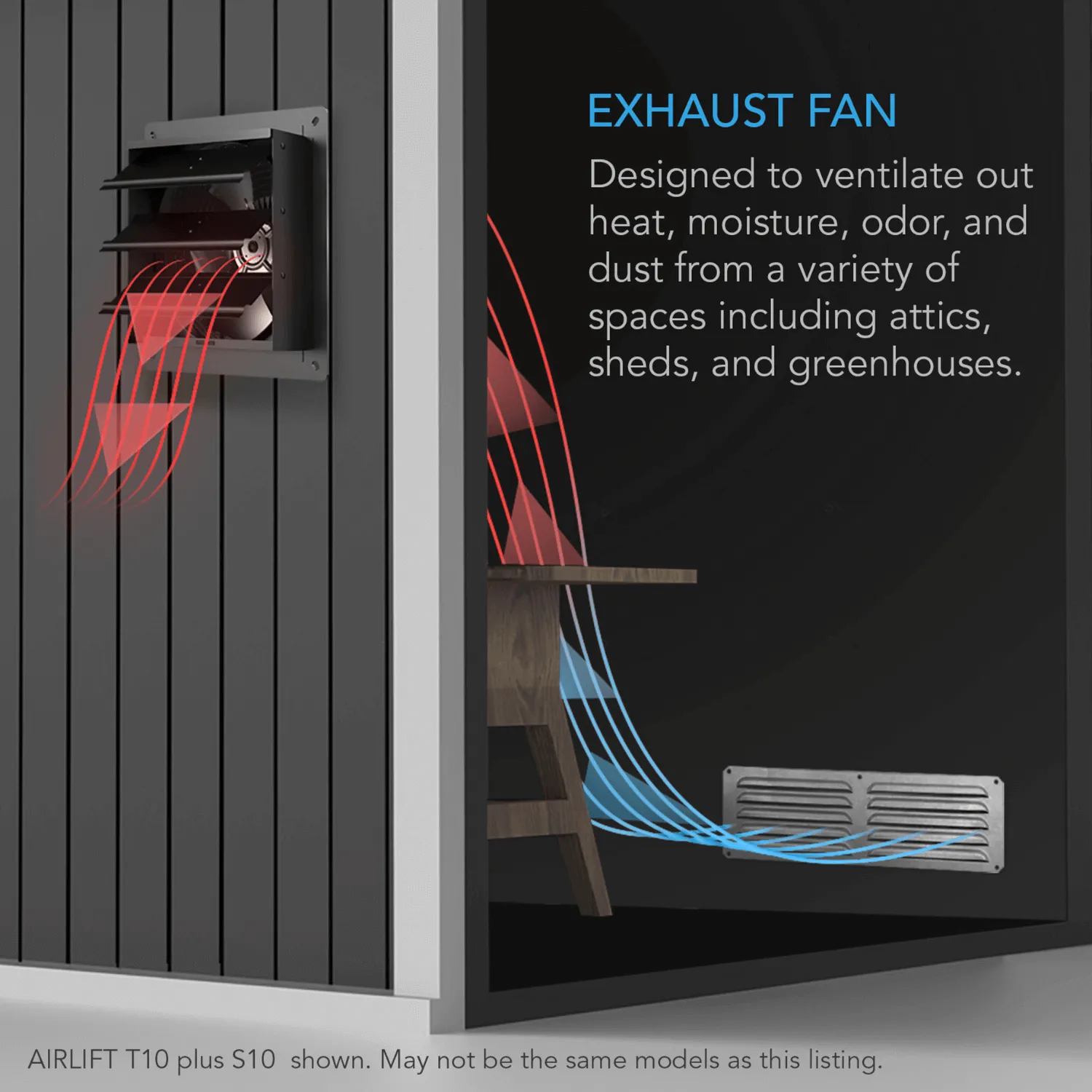 AC Infinity AIRLIFT T16, Shutter Exhaust Ventilation Fan 16", Temperature Humidity Controller