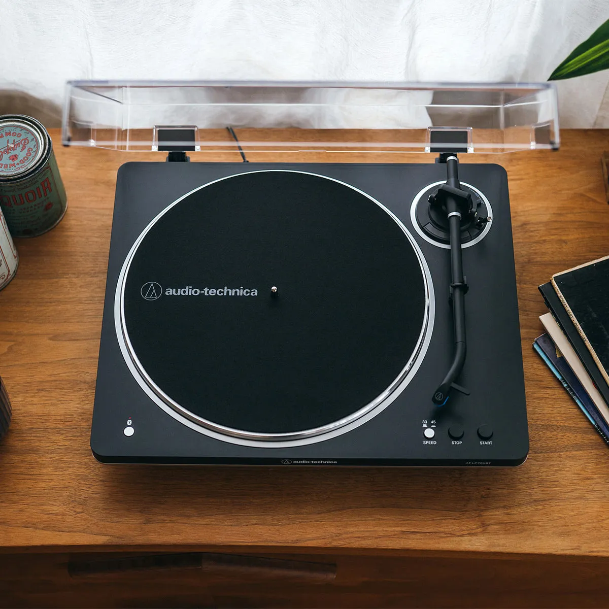 Audio-Technica AT-LP70XBT Fully-Automatic Bluetooth Wireless Turntable (Black/Silver)