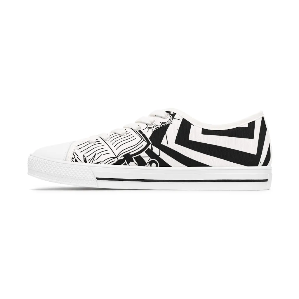 Black and white abstract Women's Low Top Sneakers