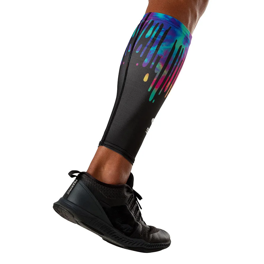 Black Tie Dye Drip Showtime Compression Calf Sleeves