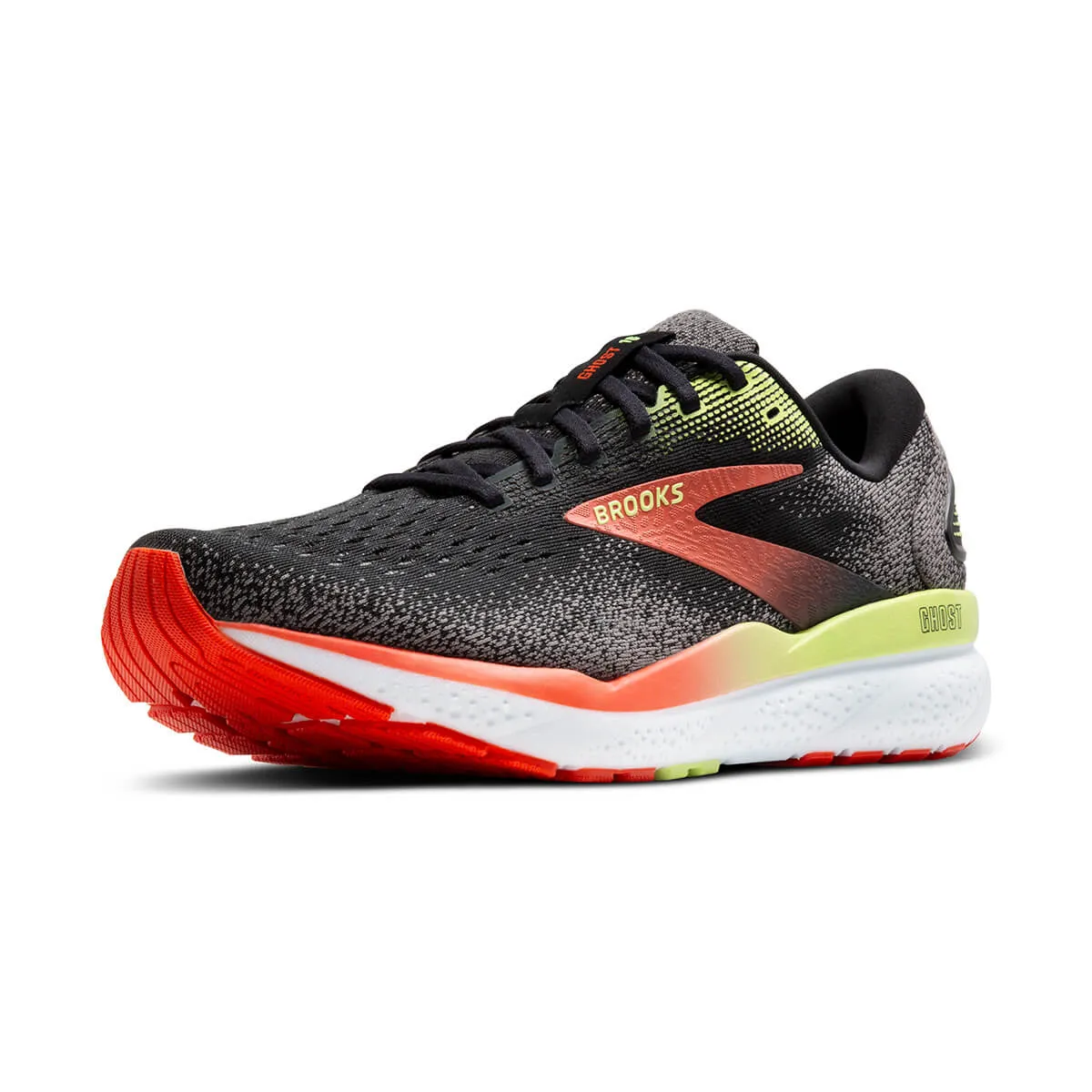 Brooks Ghost 16 Mens | Black/mandarin Red/green