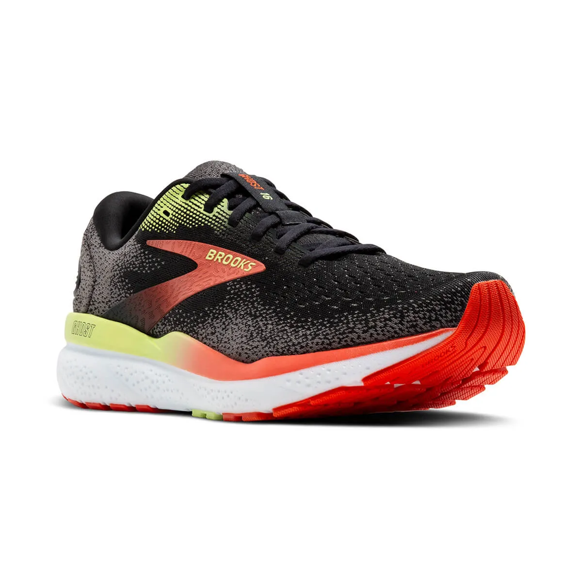 Brooks Ghost 16 Mens | Black/mandarin Red/green