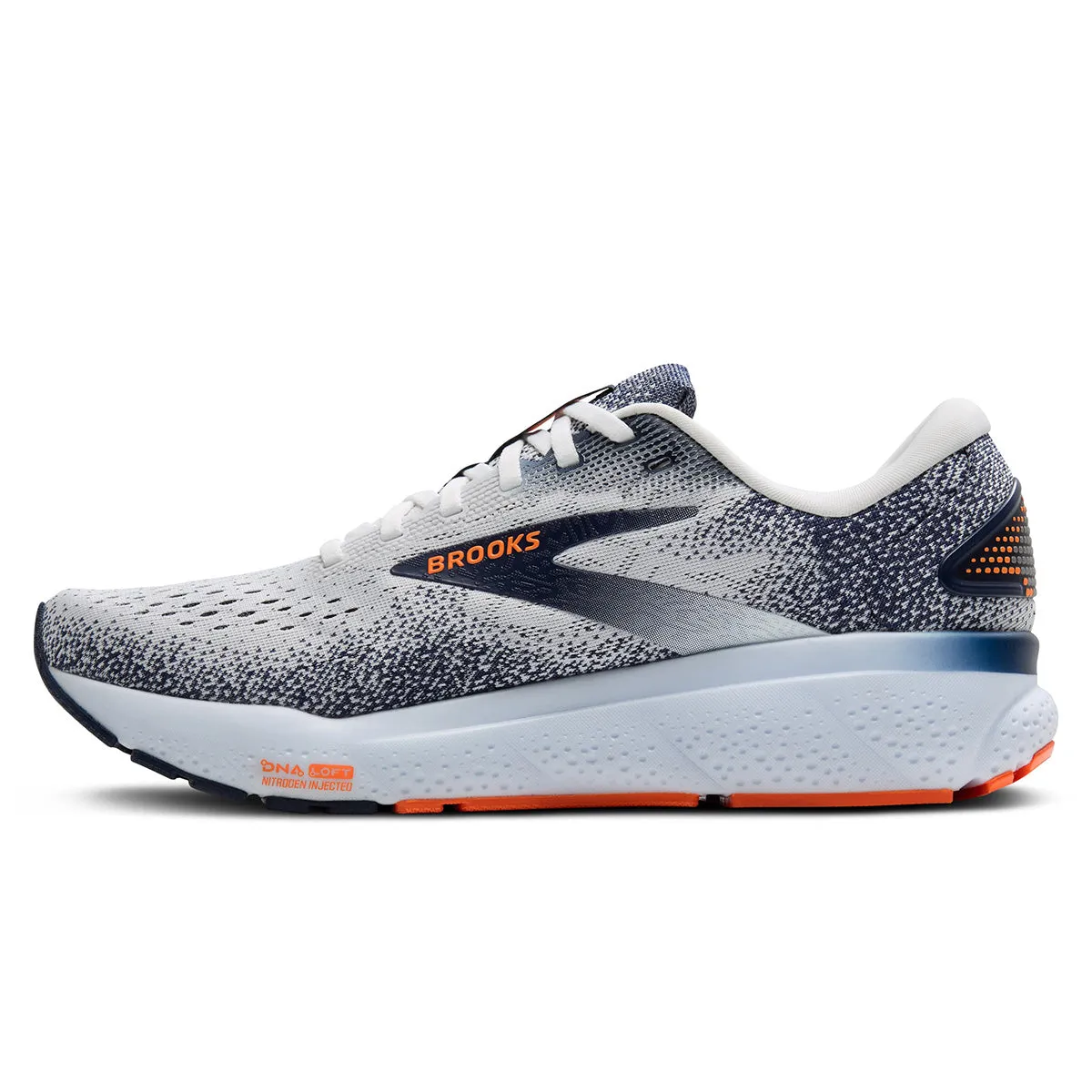 Brooks Ghost 16 Mens | White/peacoat/orange