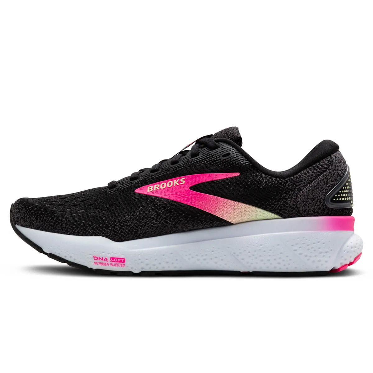 Brooks Ghost 16 Womens | Black/pink/yellow