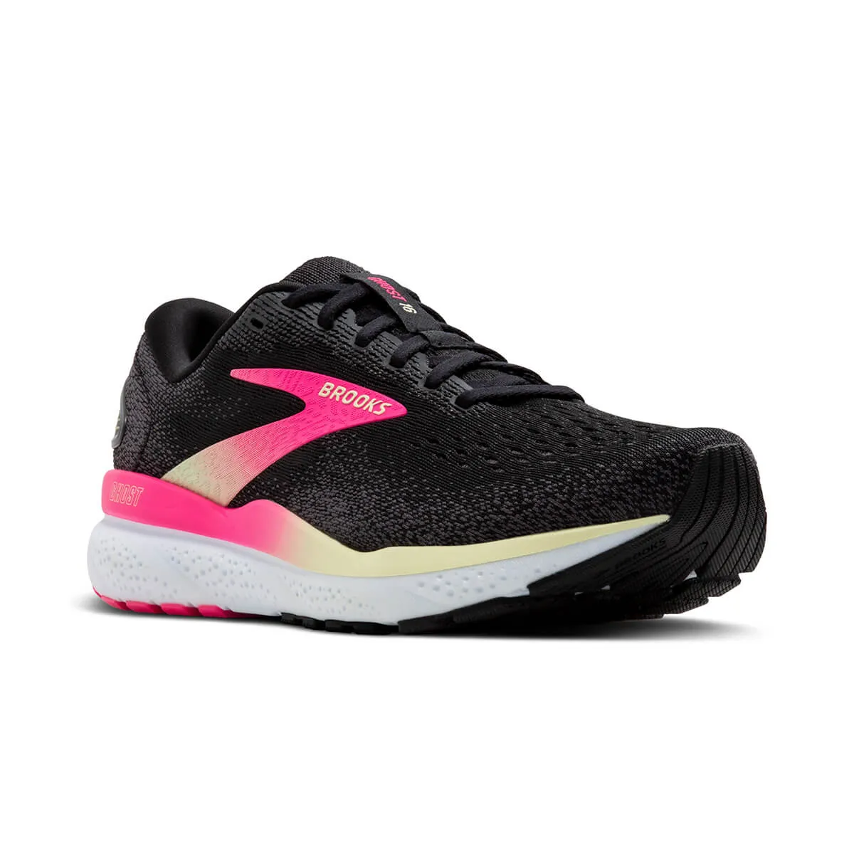 Brooks Ghost 16 Womens | Black/pink/yellow