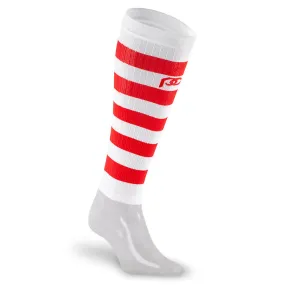 Calf Sleeves, White and Red Stripe