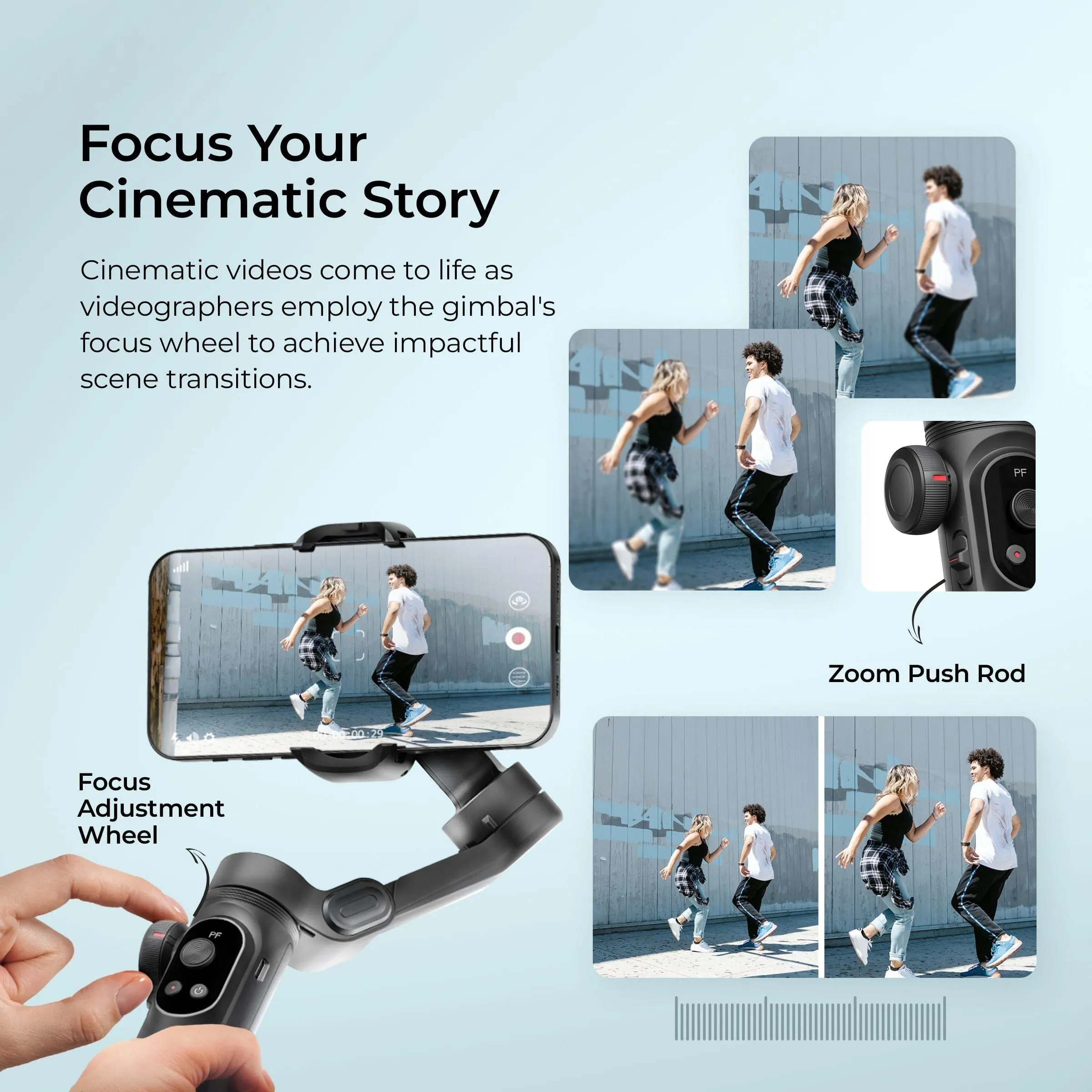 Digitek DSG-010 PRO 3-Axis Black Smartphone Gimbal Pocket Size Foldable with Wireless Charging, 8 Creative Filming Modes, OLED Display & AI Face/Object Tracking, Android & iOS