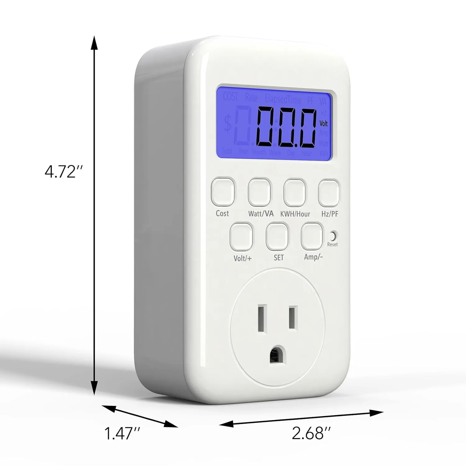 Electricity Usage Monitor LCD Plug in Power Meter Digital Cost HBN