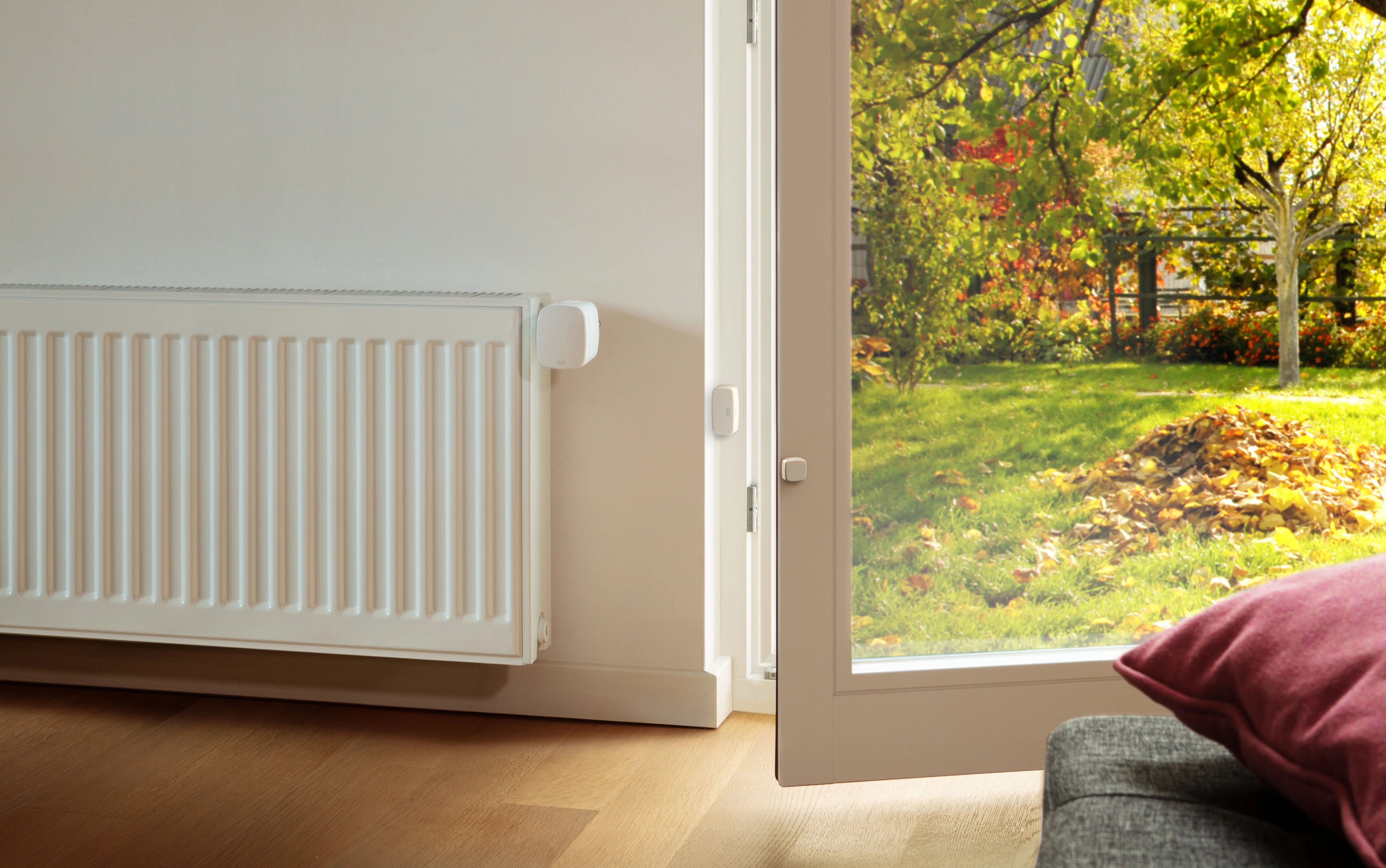 Eve Smart Radiator Valve and Door & Window Smart Contact Sensor Bundle with Apple HomeKit technology