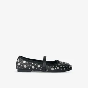 Faby leather ballerinas with Maje studs, color noir / gris