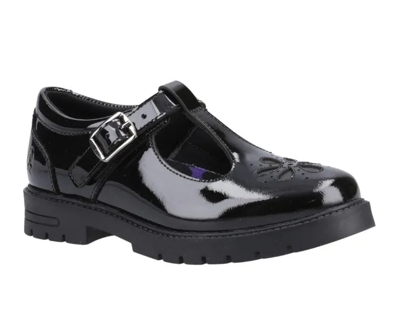 Hush Puppies Girls Senior School Shoe Fiona Patent Black