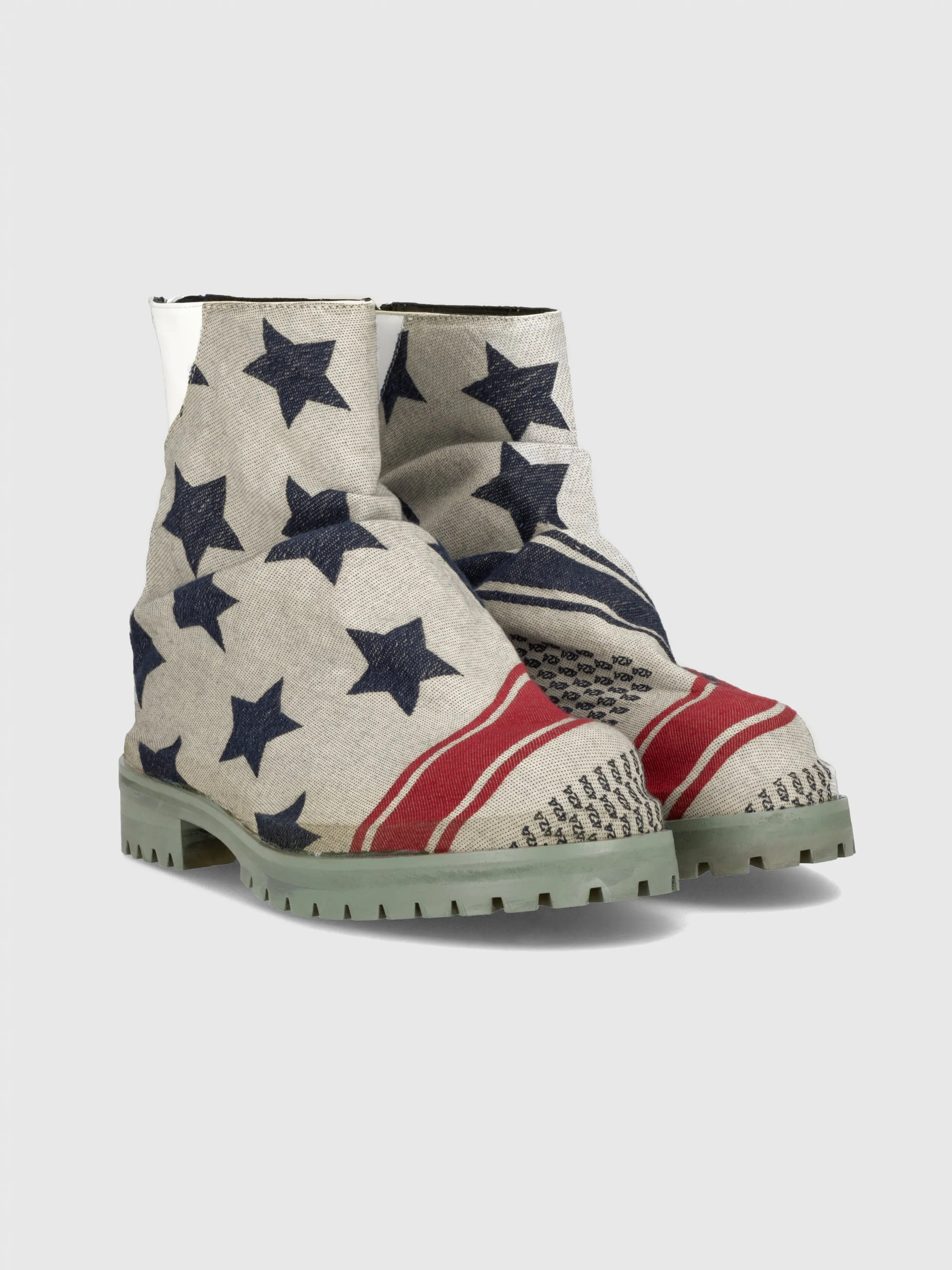 Leather and Polycotton Marathon Boot in American Flag Print