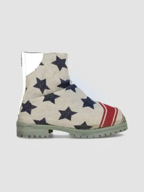 Leather and Polycotton Marathon Boot in American Flag Print