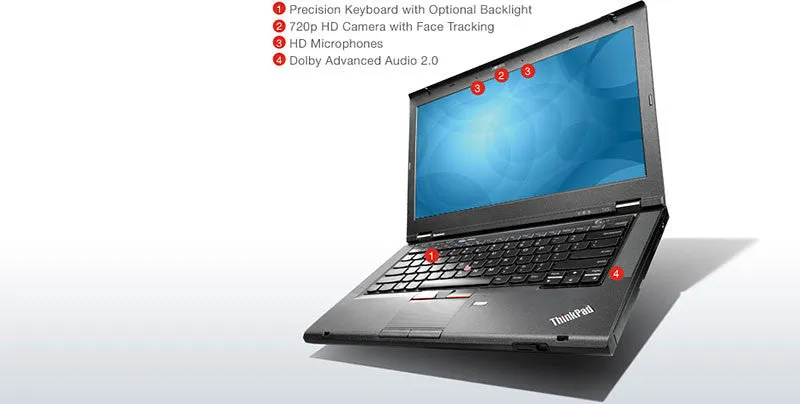 Lenovo ThinkPad T430s UltraThin 14"  Laptop - Intel Core i7 3520m 2.9GHz  / 16GB Memory / 180GB Solid State Drive /  14" HD  LED (1600x900 pixels) / Webcam / USB 3.0   DisplayPort  / IBM Certified Refurbished / Windows 10 Professional x64   1YR Warranty