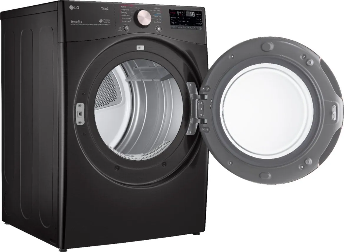 LG - 4.5 Cu. Ft. High-Efficiency Stackable Smart Front Load Washer with Steam and Built-In Intelligence and 7.4 Cu. Ft. Stackable Smart Gas Dryer with Steam and Built-In Intelligence - Black Steel