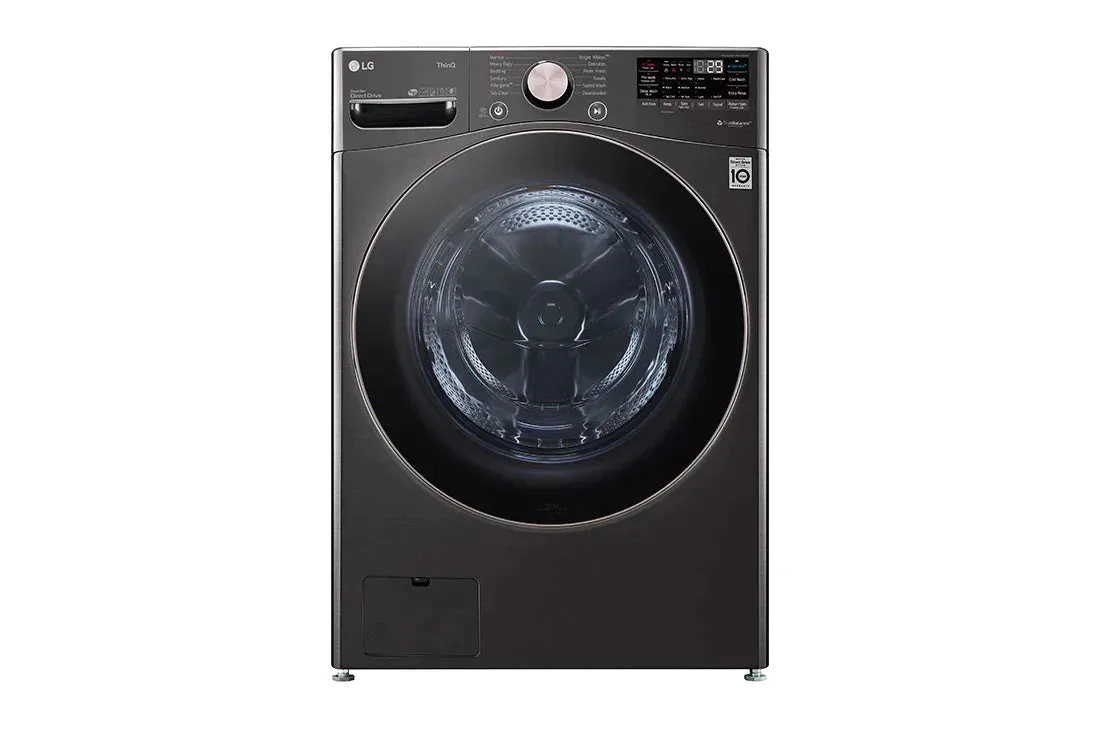 LG - 4.5 Cu. Ft. High-Efficiency Stackable Smart Front Load Washer with Steam and Built-In Intelligence and 7.4 Cu. Ft. Stackable Smart Gas Dryer with Steam and Built-In Intelligence - Black Steel