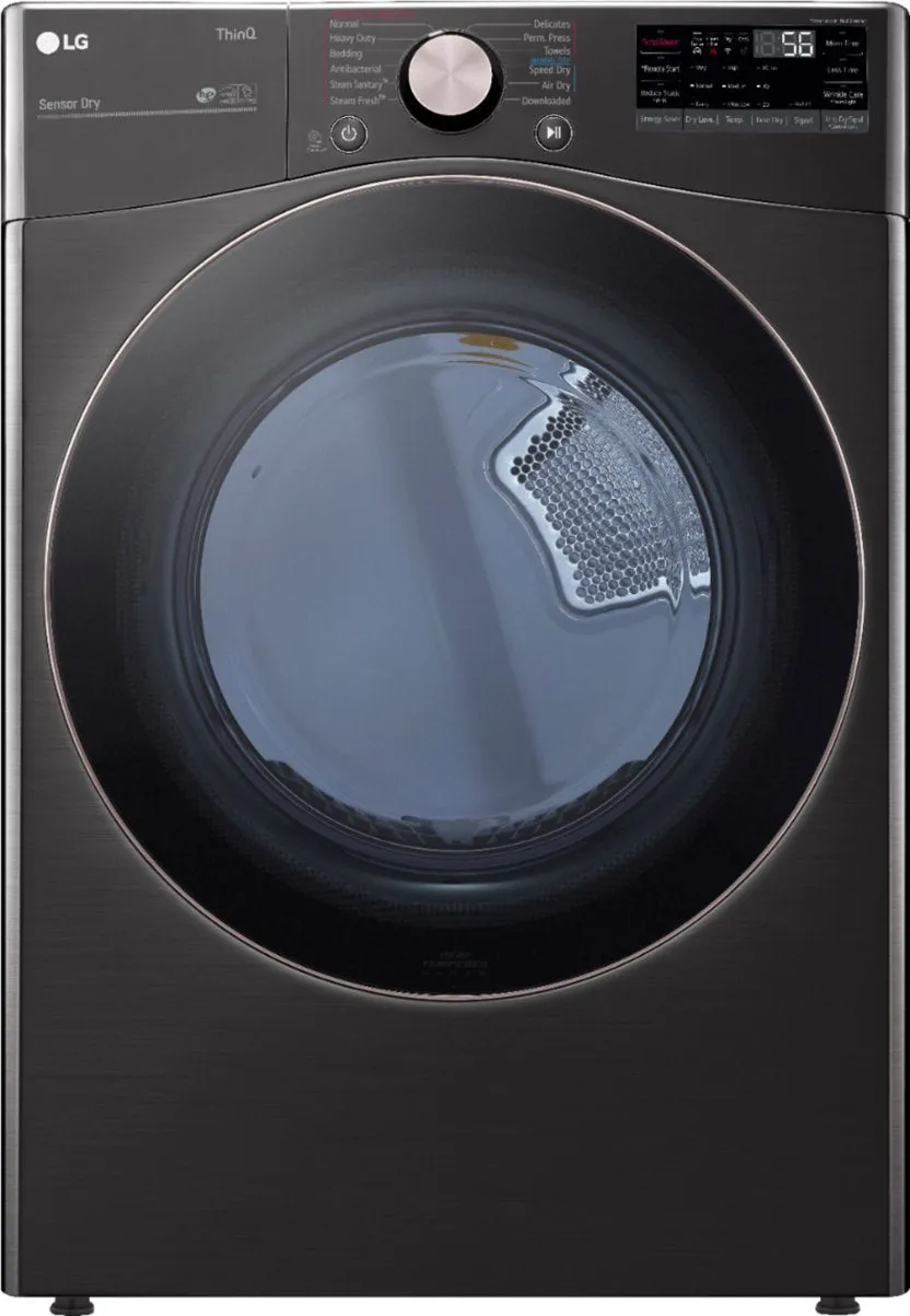 LG - 4.5 Cu. Ft. High-Efficiency Stackable Smart Front Load Washer with Steam and Built-In Intelligence and 7.4 Cu. Ft. Stackable Smart Gas Dryer with Steam and Built-In Intelligence - Black Steel