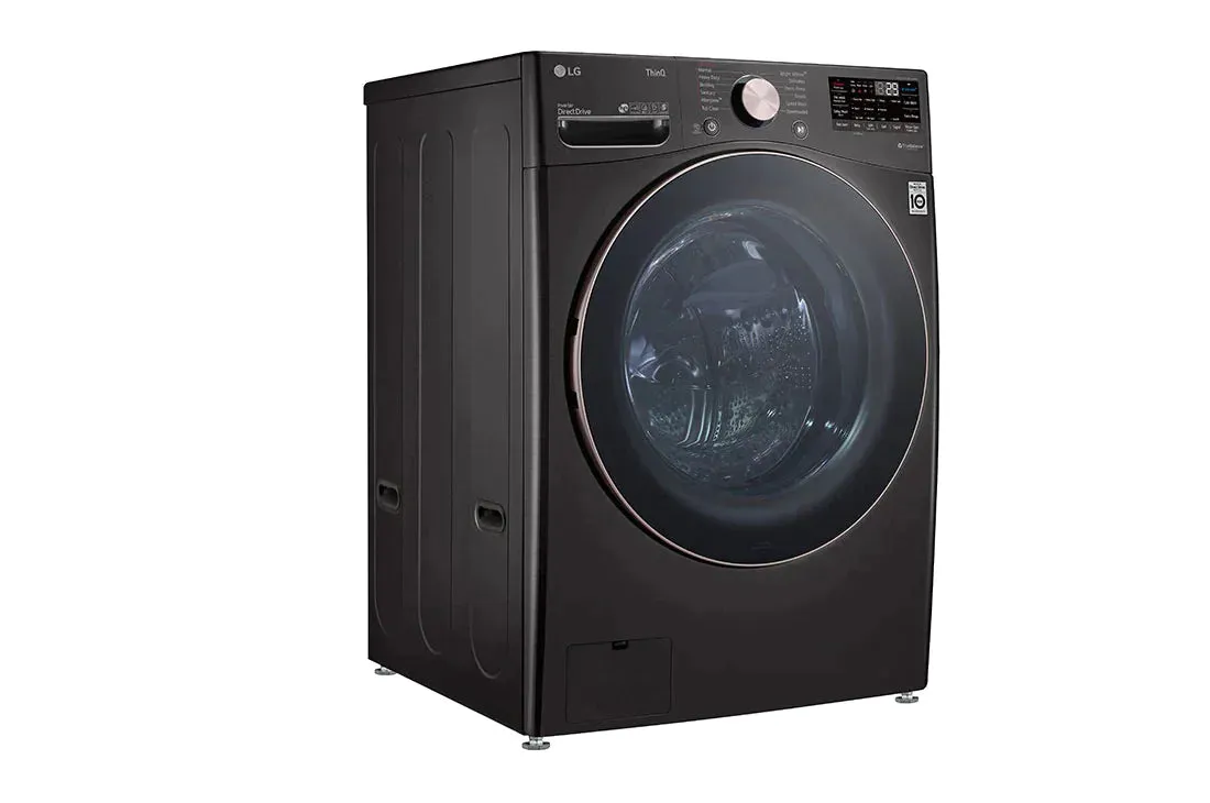 LG - 4.5 Cu. Ft. High-Efficiency Stackable Smart Front Load Washer with Steam and Built-In Intelligence and 7.4 Cu. Ft. Stackable Smart Gas Dryer with Steam and Built-In Intelligence - Black Steel