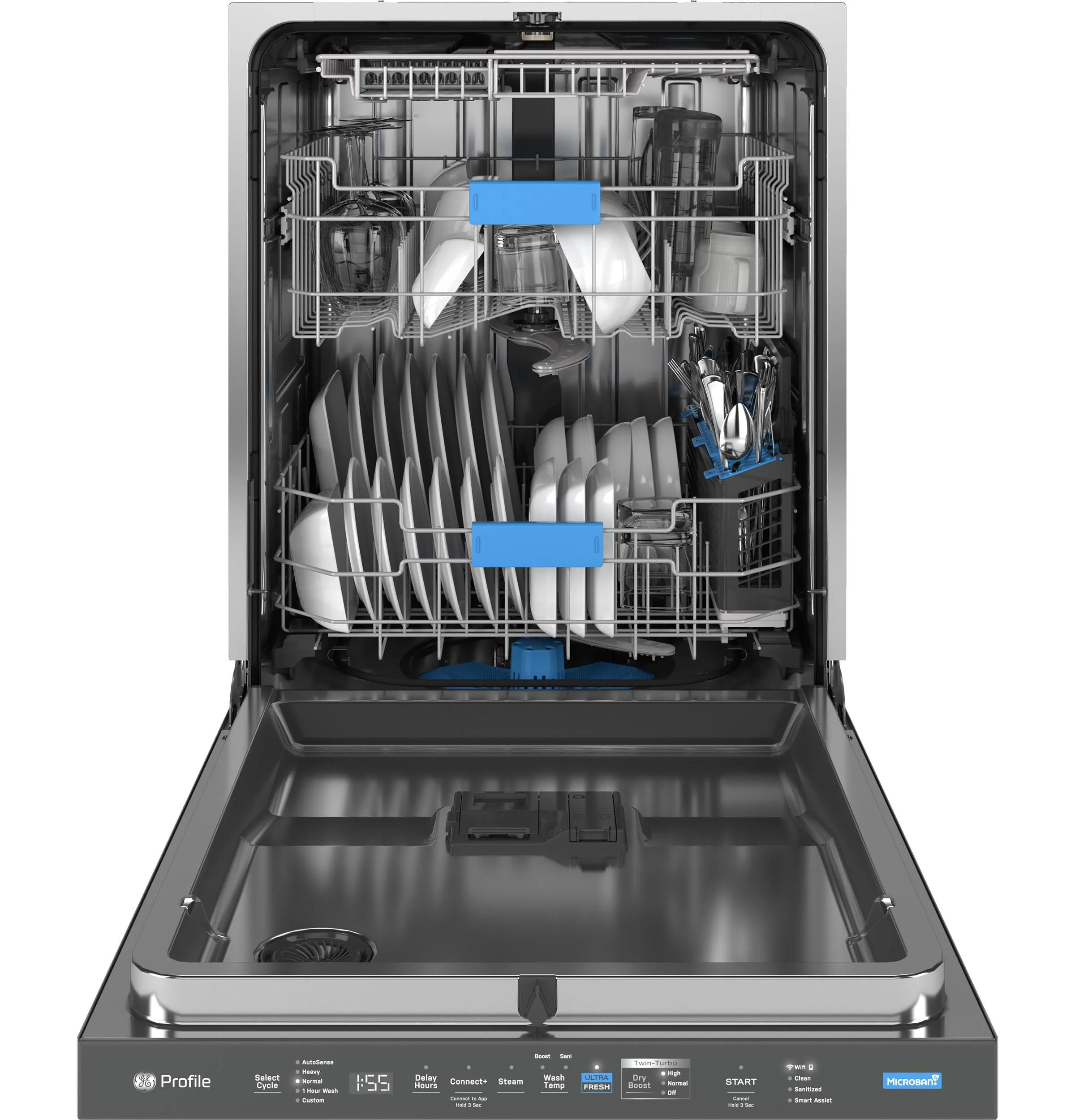 PDP755SBVTS GE Profile™ ENERGY STAR Smart UltraFresh System Dishwasher with Microban™ Antimicrobial Technology with Deep Clean Washing 3rd Rack, 42 dBA