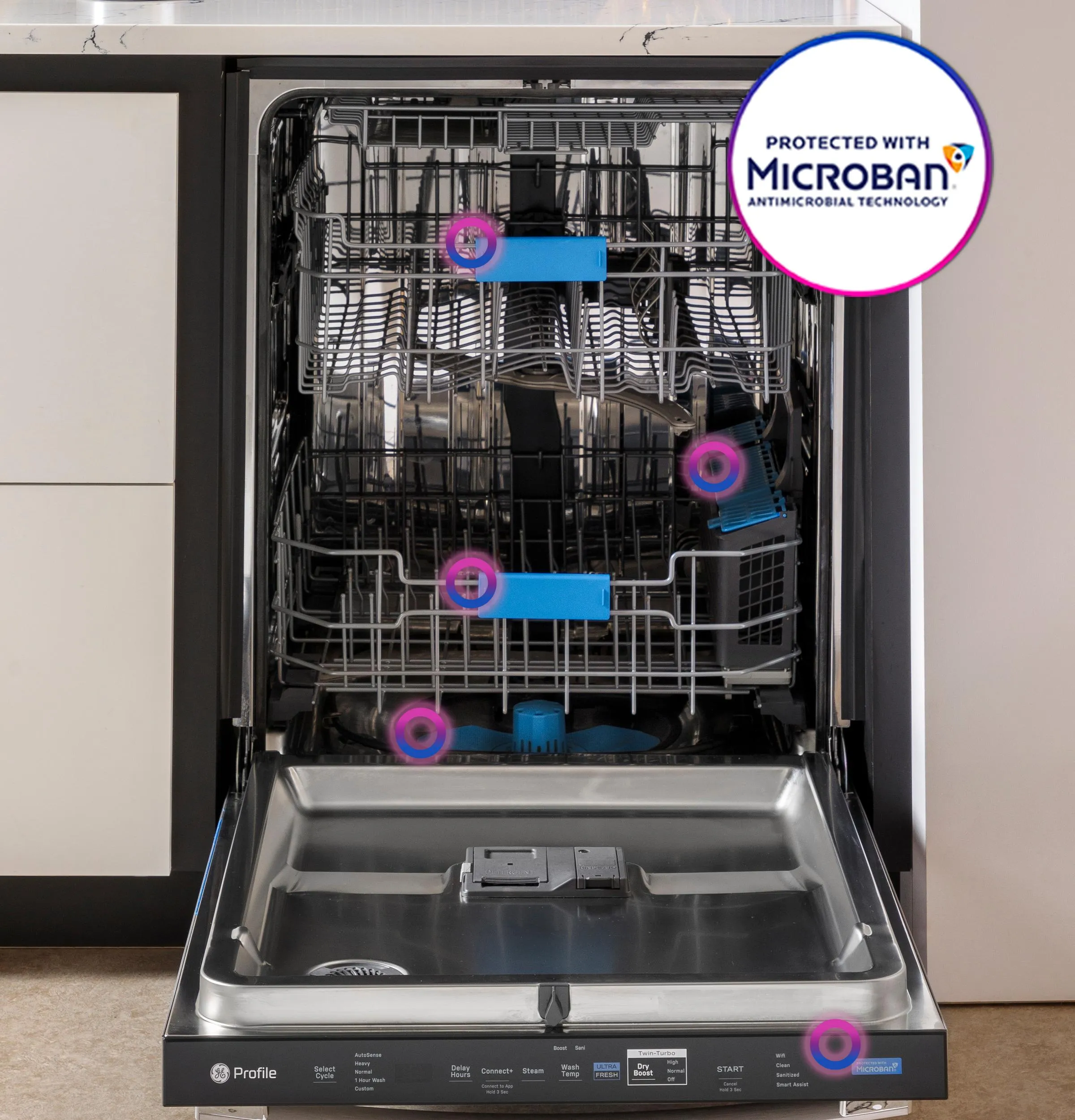 PDT755SYVFS GE Profile™ ENERGY STAR Smart UltraFresh System Dishwasher with Microban™ Antimicrobial Technology with Deep Clean Washing 3rd Rack, 42 dBA