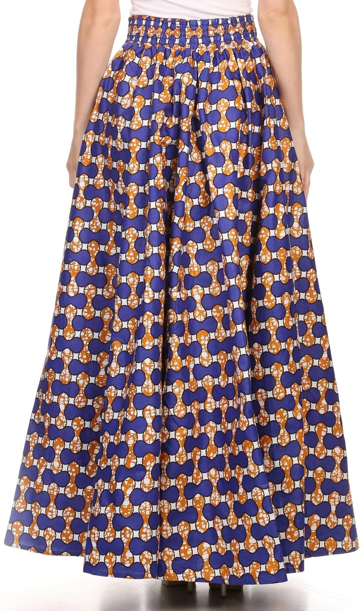 Sakkas Kelela Unique Designs Wax Print Adjustable Waist Long Tall Skirt