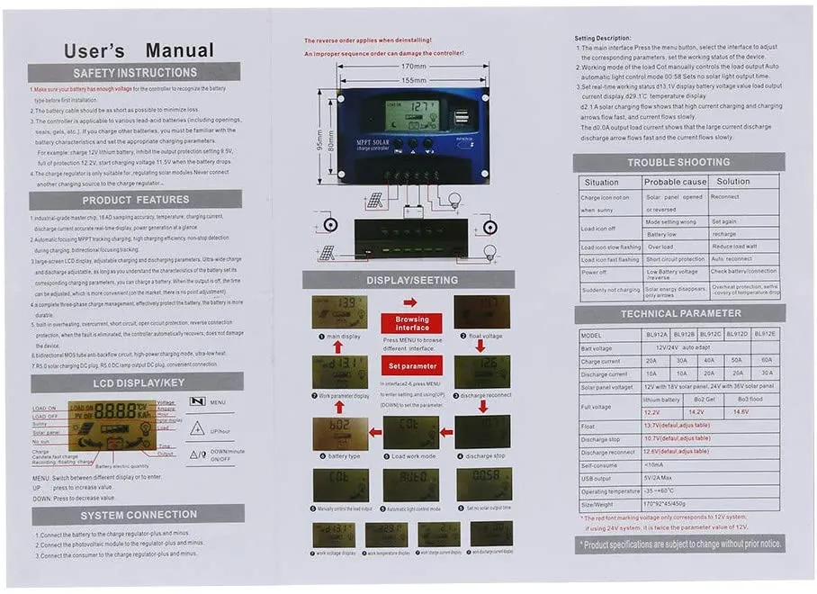 solar charge controller, 40A 12V-24V Auto Focus Tracking