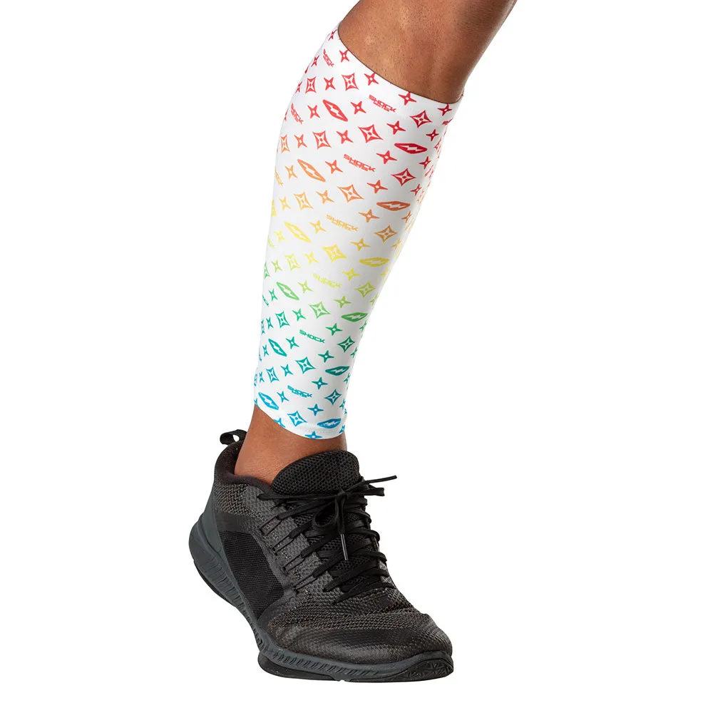 White/Multi Color Lux Showtime Compression Calf Sleeves