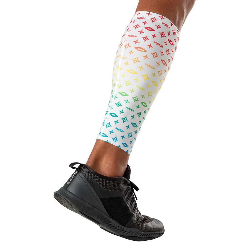 White/Multi Color Lux Showtime Compression Calf Sleeves