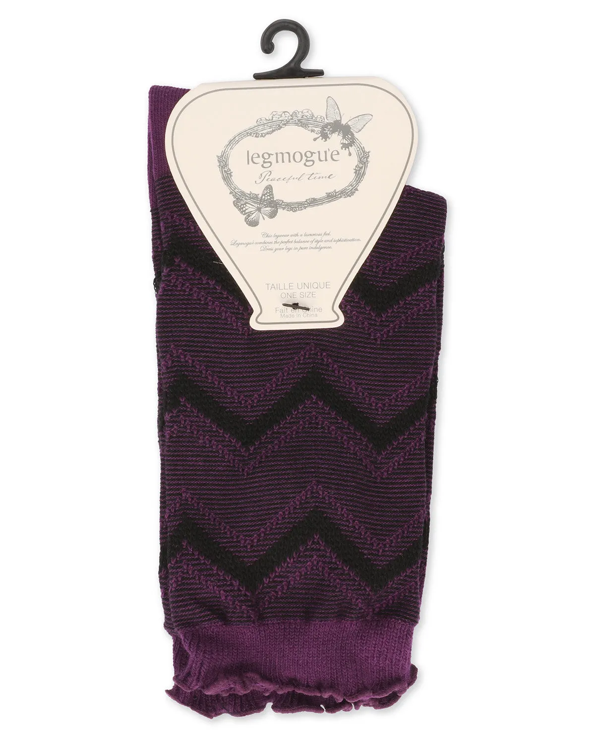 Women's Zig Zag Ruffle Top Cotton Blend Crew Sock