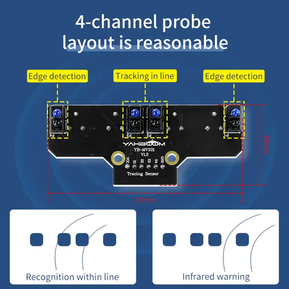 Yahboom 4 channel infrared tracking sensor module (XH2.54-6Pin port)